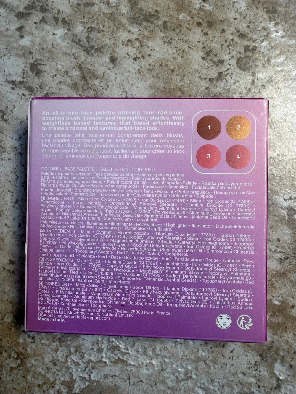 Sephora Colorful Face Pallet 02 medium to tan. 4 colors, new in box